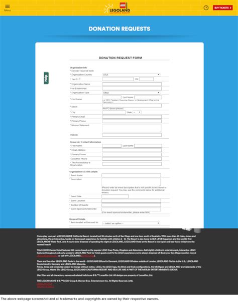 lego donation request form.